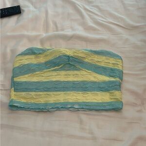 Yellow/blue stripped tube top